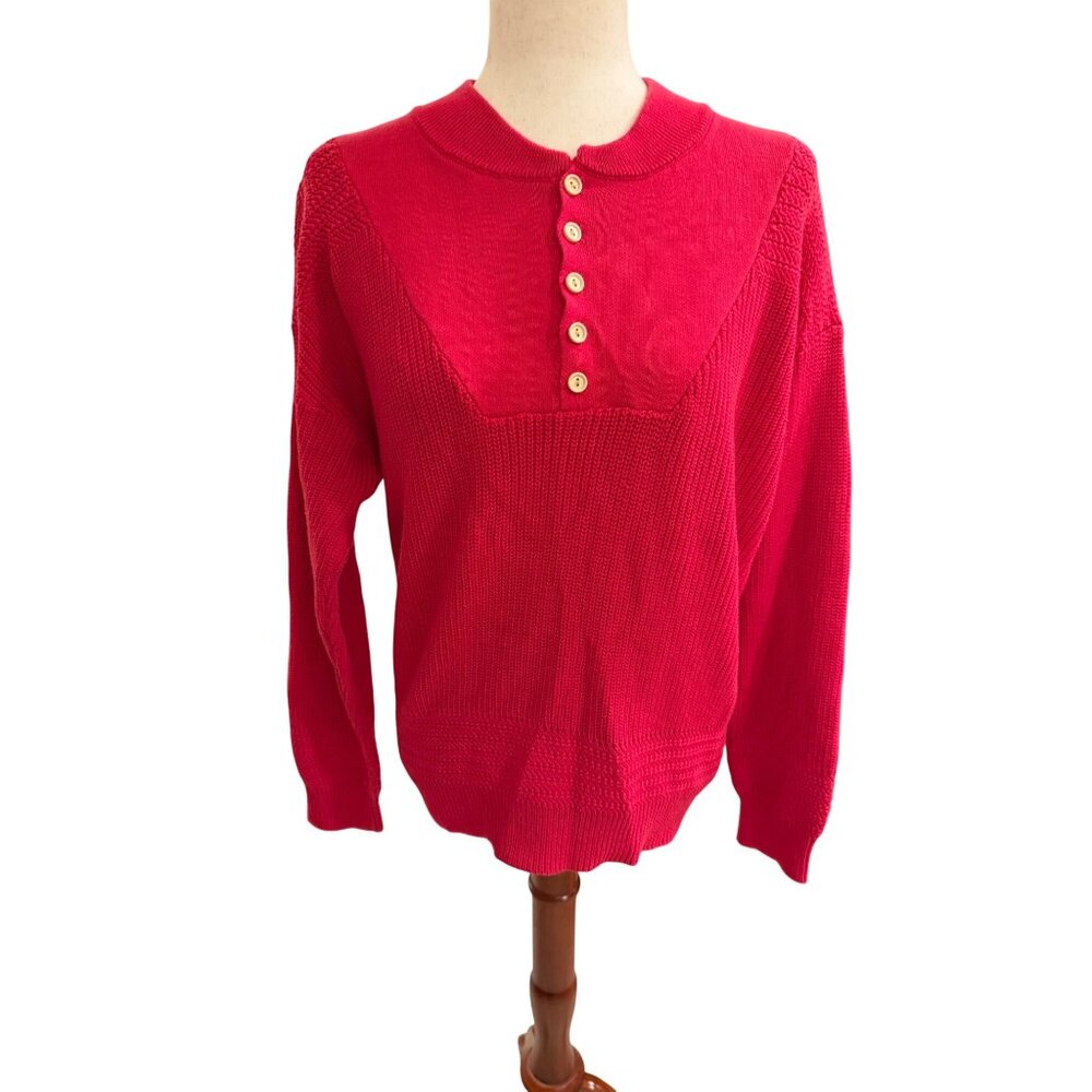 Anrabess Pink Henley Sweater size Small